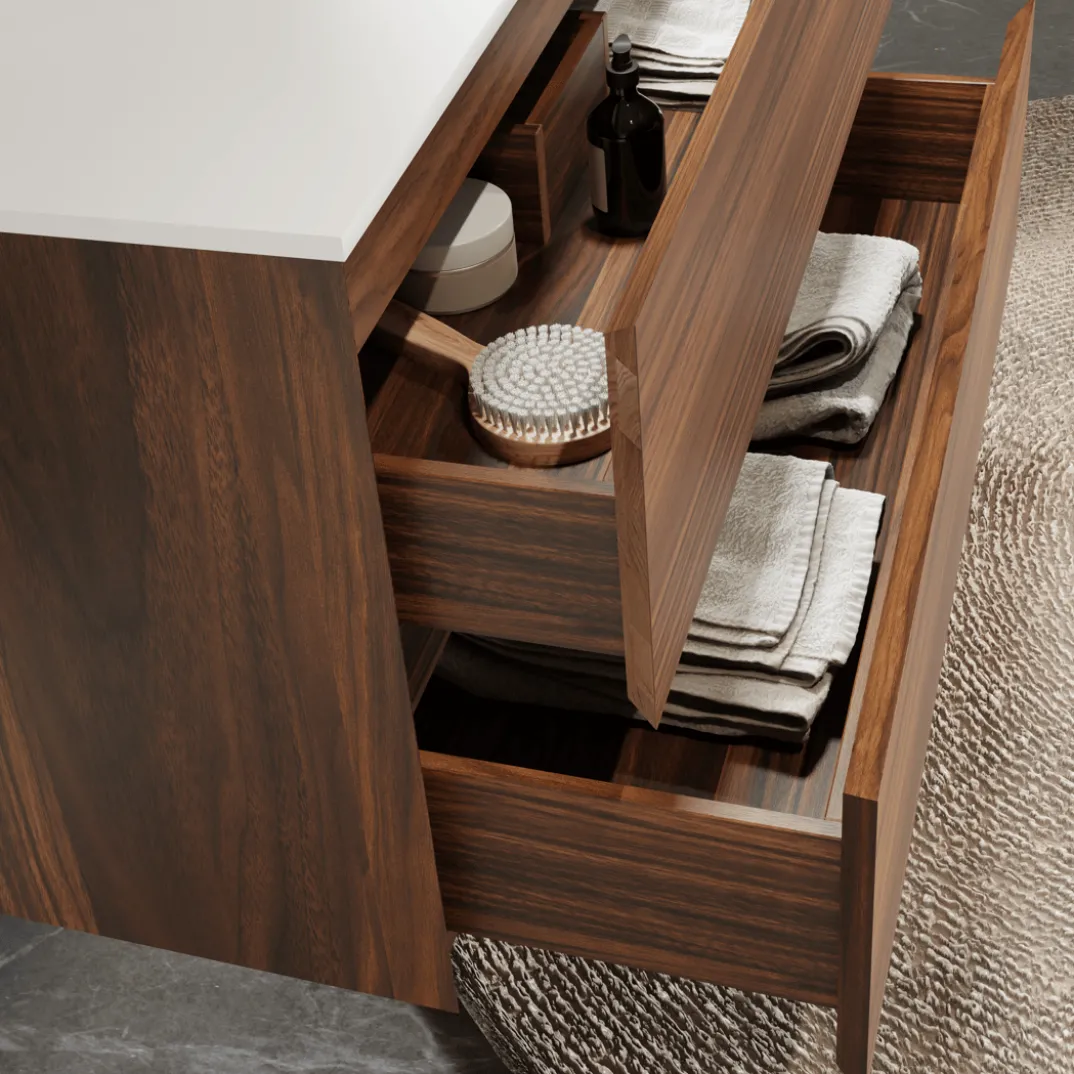 Balmani Mitra badkamermeubel met Stretto wastafelblad voor waskom(men)