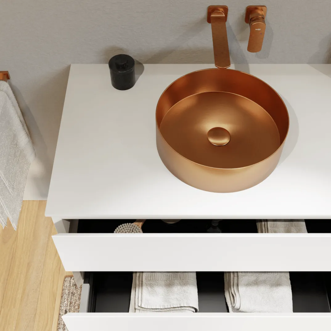 Balmani Mitra badkamermeubel met Stretto wastafelblad voor waskom(men)