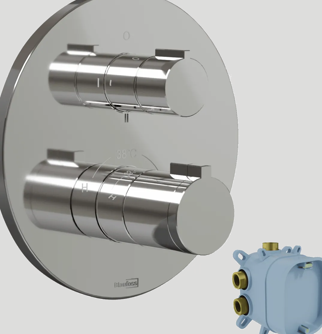 Blaufoss Smartbox Round thermostatische inbouw douchekraan, inbouwelement inbegrepen