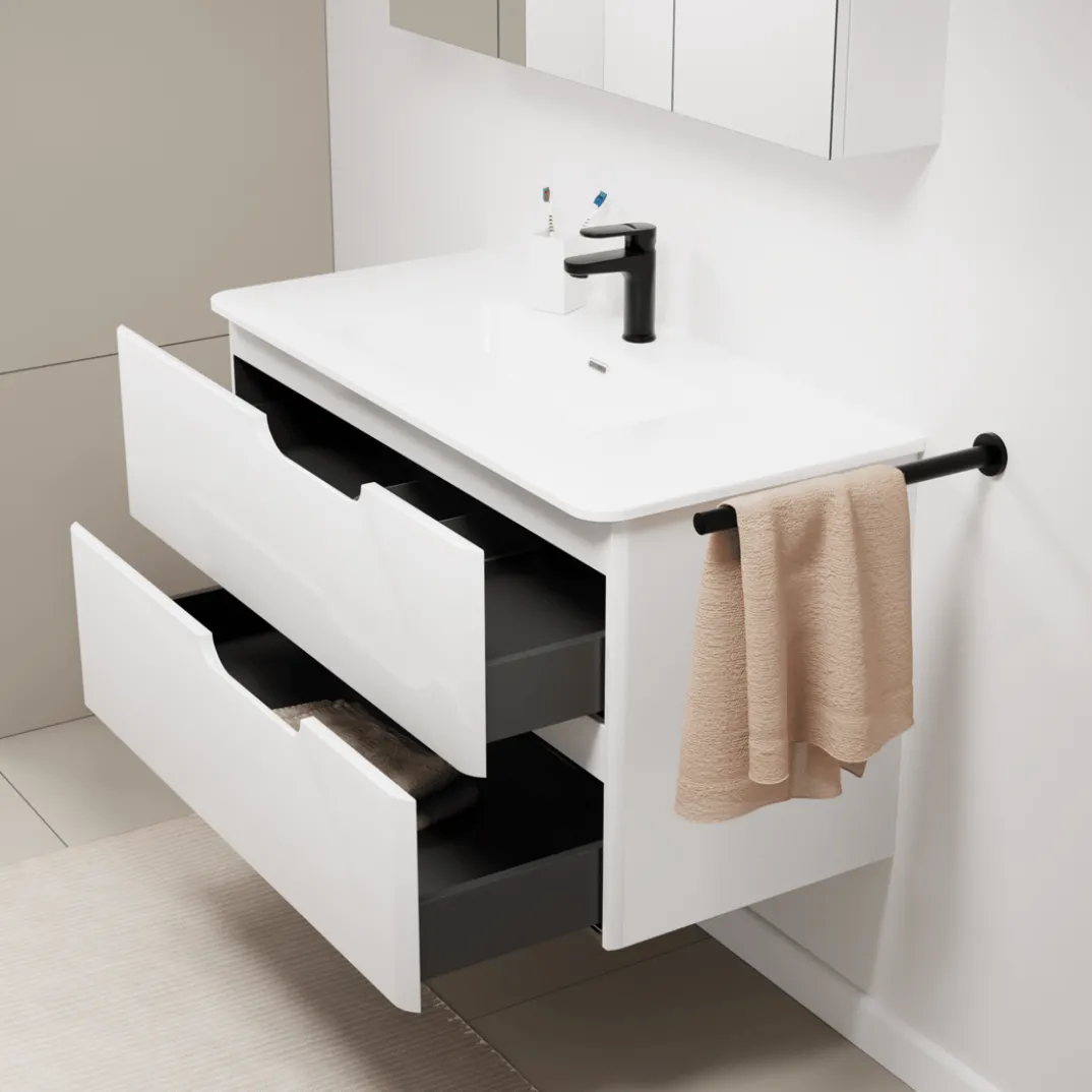 Linie Curvo badkamermeubel met Baro Curvo wastafel