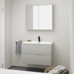 Linie Ribbo badkamermeubel met Baro wastafel en spiegelkast