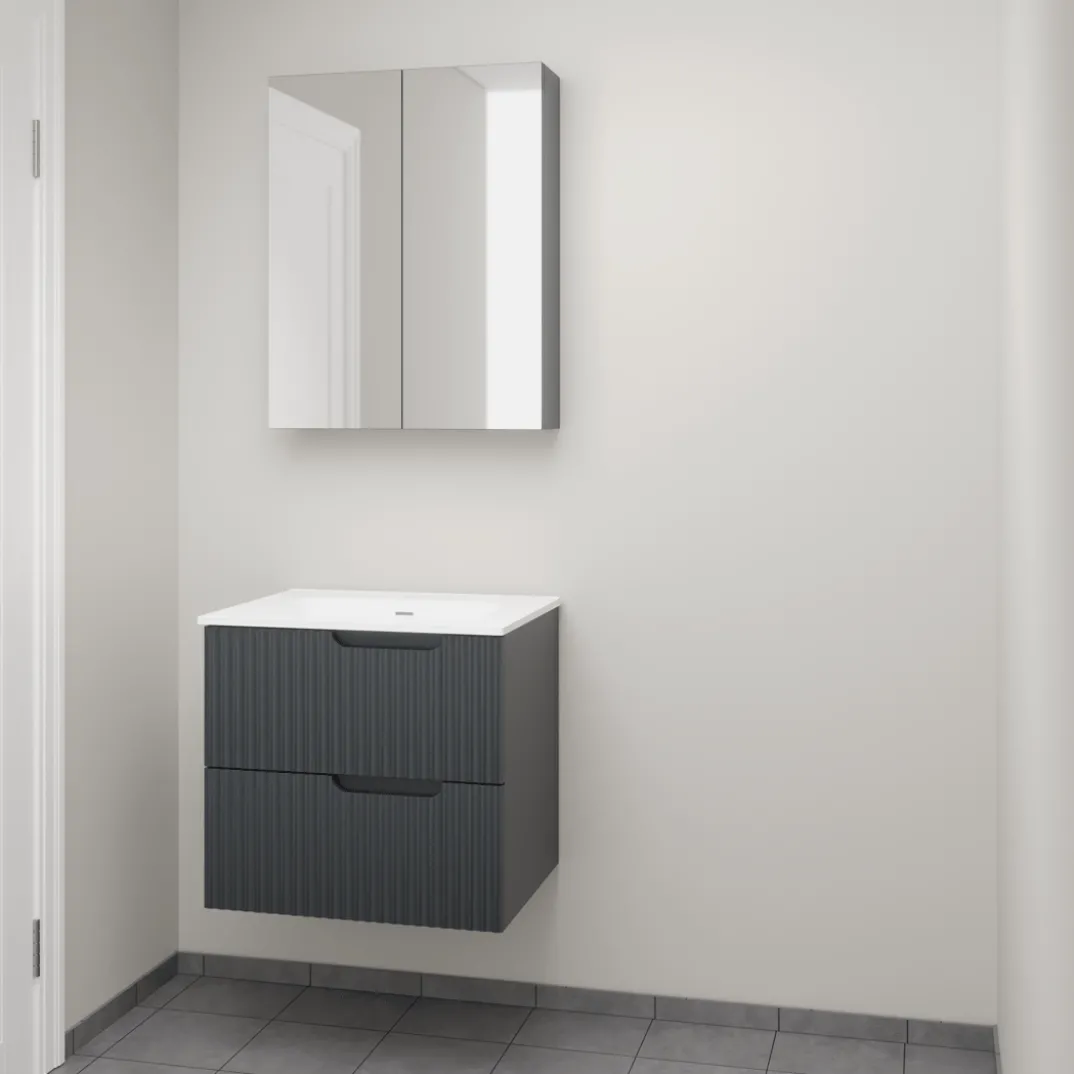 Linie Ribbo badkamermeubel met Baro wastafel en spiegelkast