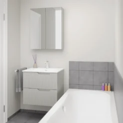 Linie Ribbo badkamermeubel met Baro wastafel en spiegelkast