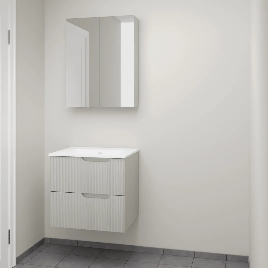 Linie Ribbo badkamermeubel met Baro wastafel en spiegelkast