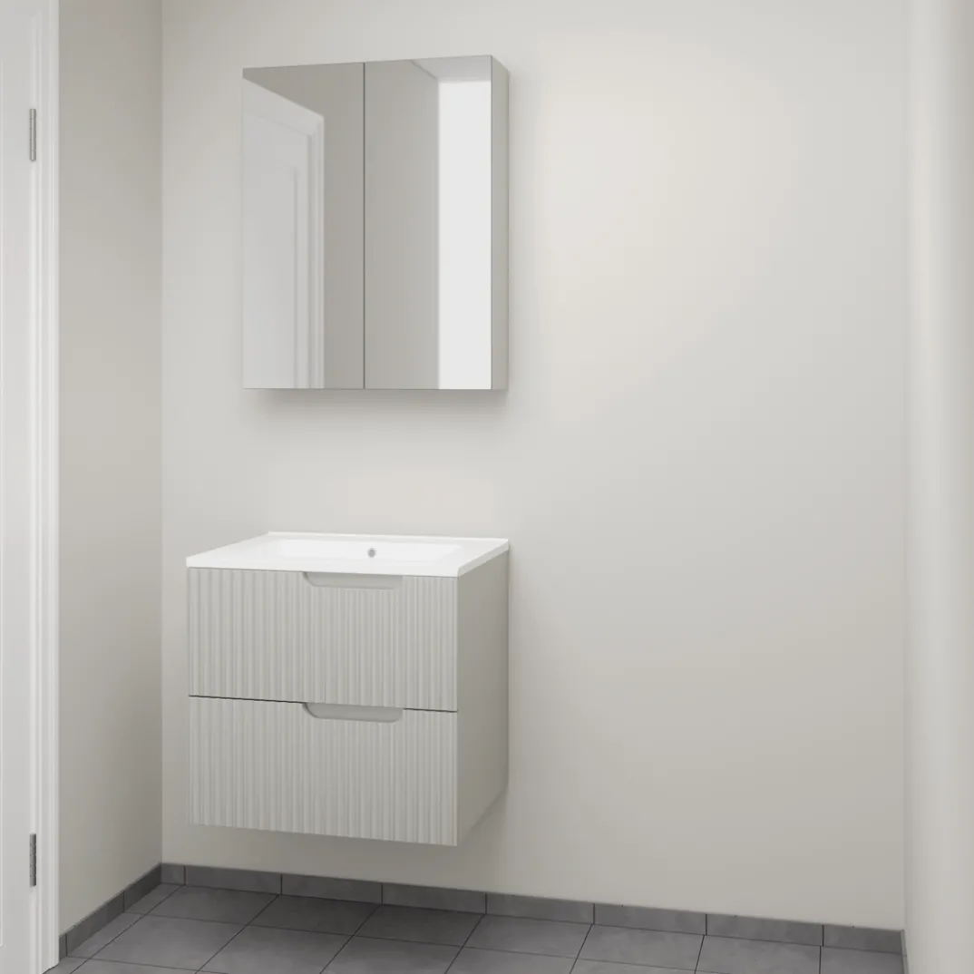 Linie Ribbo badkamermeubel met Vano wastafel en spiegelkast
