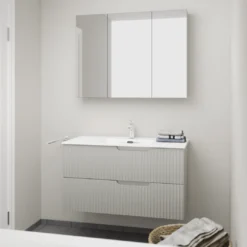 Linie Ribbo badkamermeubel met Baro wastafel en spiegelkast