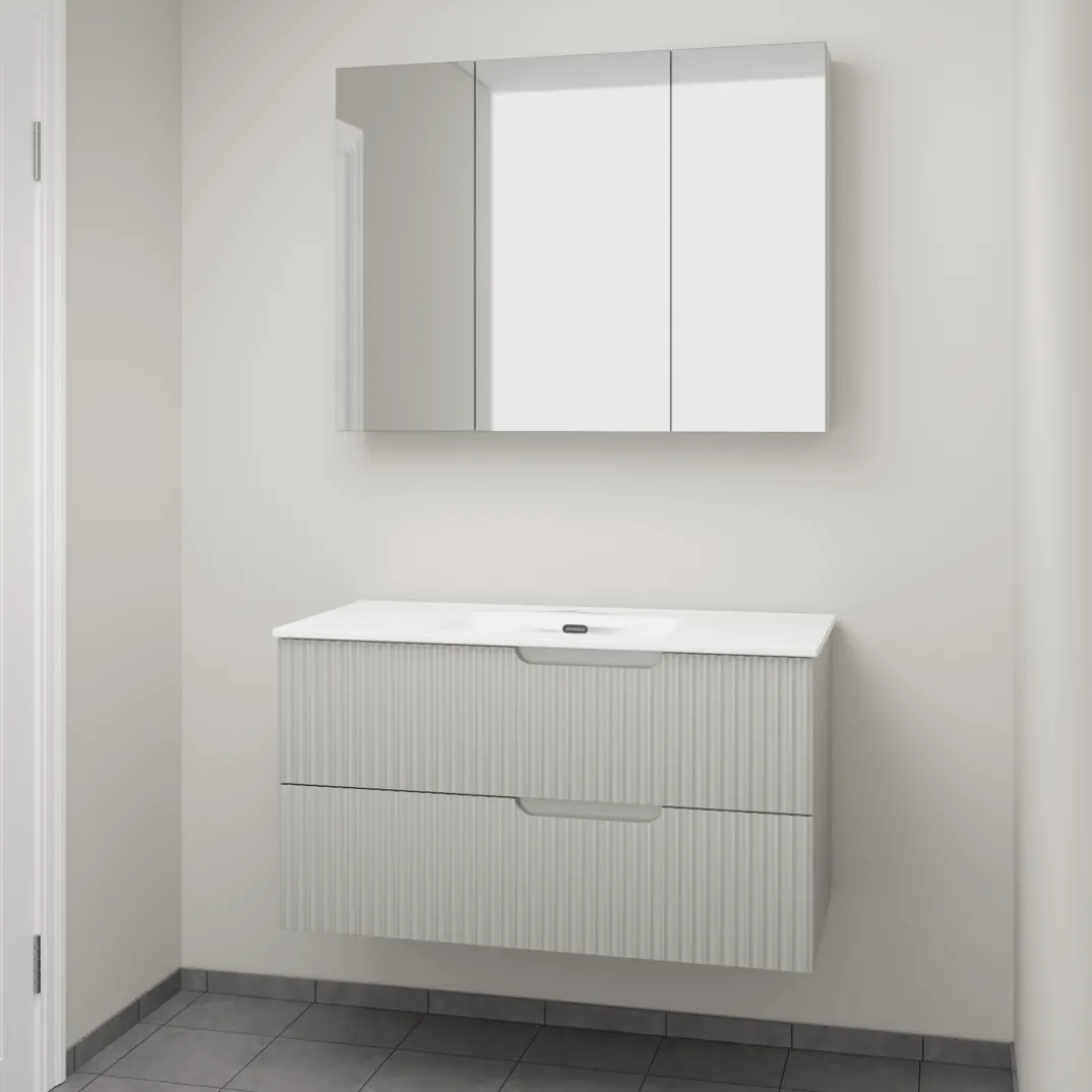 Linie Ribbo badkamermeubel met Baro wastafel en spiegelkast