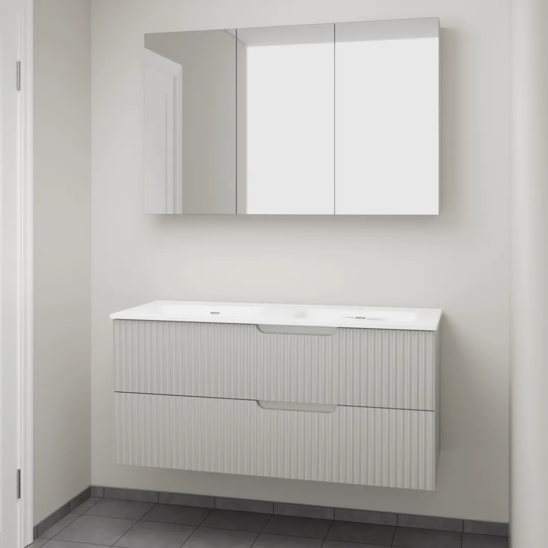 Linie Ribbo badkamermeubel met Baro wastafel en spiegelkast