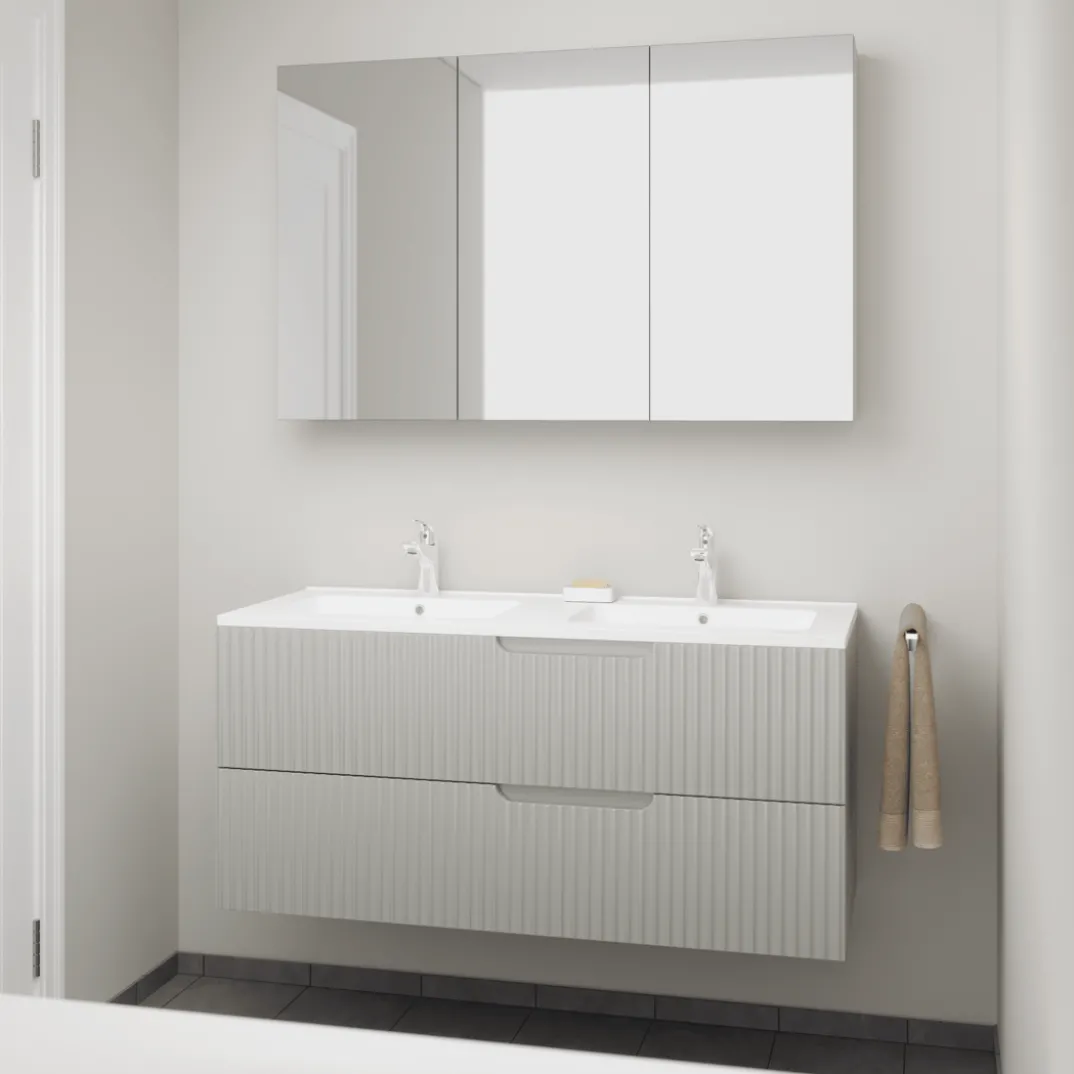 Linie Ribbo badkamermeubel met Vano wastafel en spiegelkast