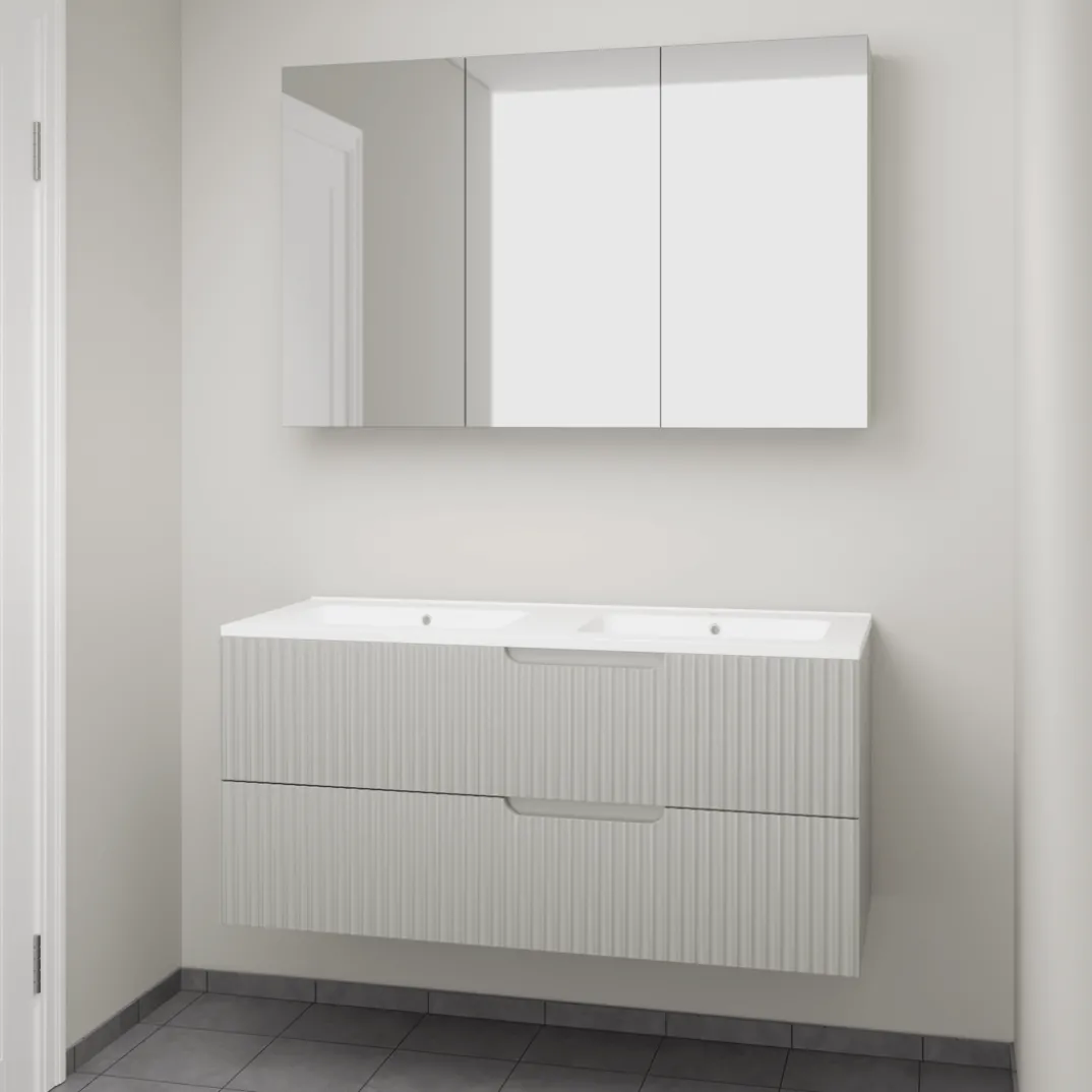 Linie Ribbo badkamermeubel met Vano wastafel en spiegelkast