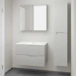 Linie Ribbo badkamermeubel met Vano wastafel, spiegelkast en badkamerkast