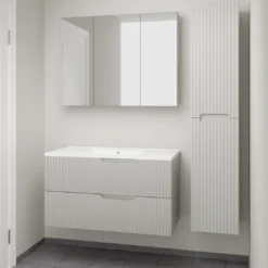 Linie Ribbo badkamermeubel met Vano wastafel, spiegelkast en badkamerkast