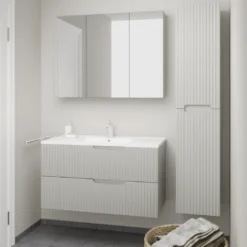 Linie Ribbo badkamermeubel met Vano wastafel, spiegelkast en badkamerkast