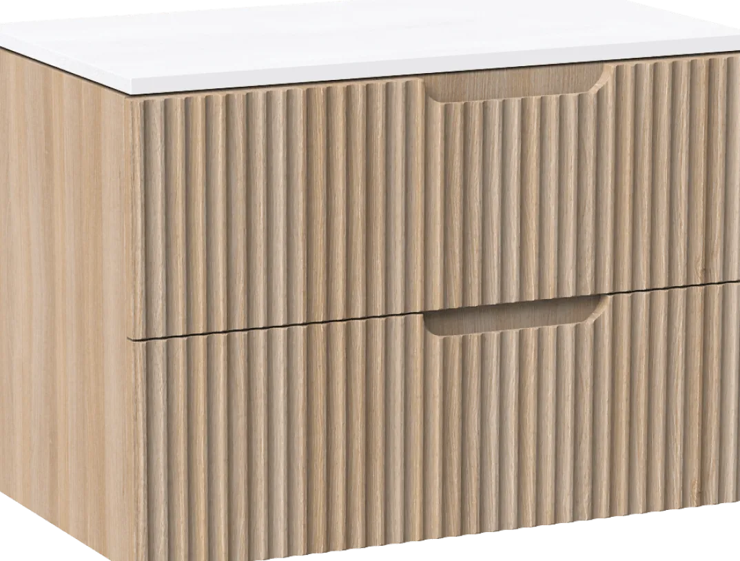Linie Ribbo badkamermeubel met Lado wastafelblad voor waskom(men)