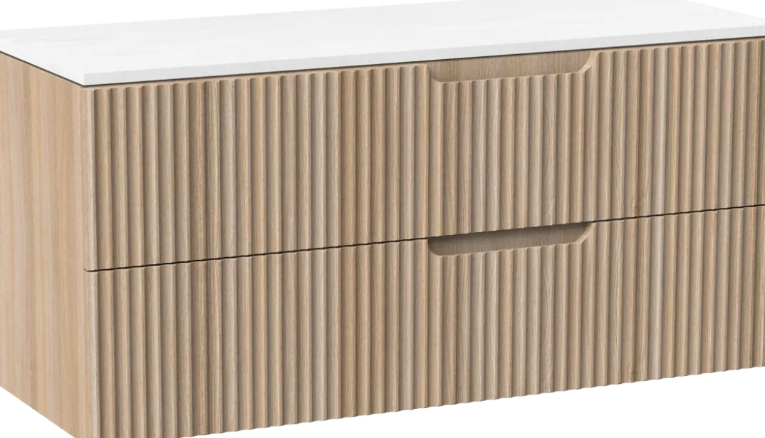 Linie Ribbo badkamermeubel met Lado wastafelblad voor waskom(men)