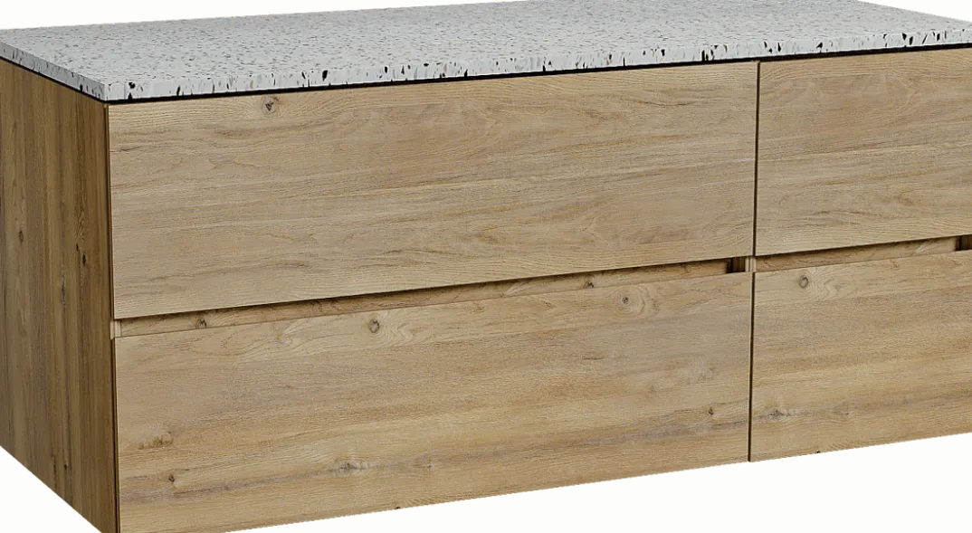 Storke Edge badkamermeubel met Tavola wastafelblad voor waskom(men)