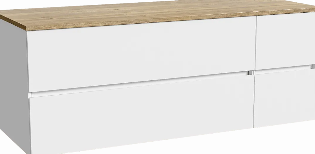 Storke Edge badkamermeubel met Panton wastafelblad voor waskom(men)