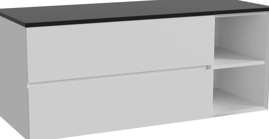 Storke Edge badkamermeubel met Panton wastafelblad voor waskom(men)