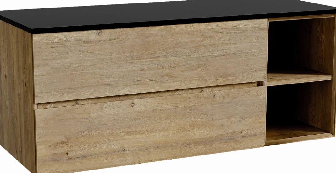 Storke Edge badkamermeubel met Panton wastafelblad voor waskom(men)