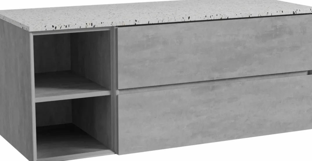 Storke Edge badkamermeubel met Tavola wastafelblad voor waskom(men)
