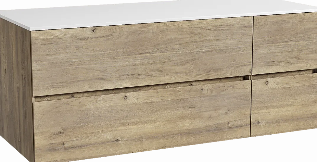 Storke Edge badkamermeubel met Tavola wastafelblad voor waskom(men)