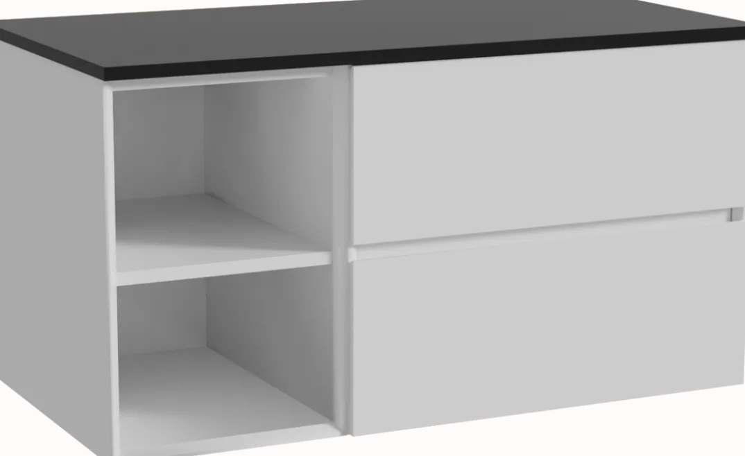 Storke Edge badkamermeubel met Panton wastafelblad voor waskom(men)