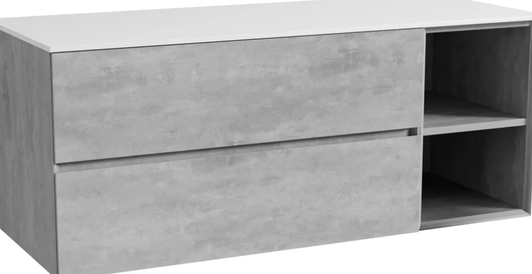 Storke Edge badkamermeubel met Tavola wastafelblad voor waskom(men)