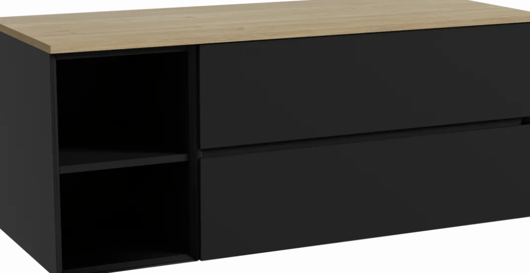 Storke Edge badkamermeubel met Panton wastafelblad voor waskom(men)