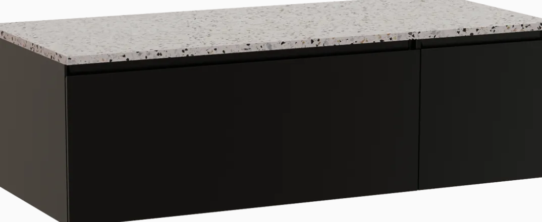 Storke Edge badkamermeubel met Tavola wastafelblad voor waskom(men)