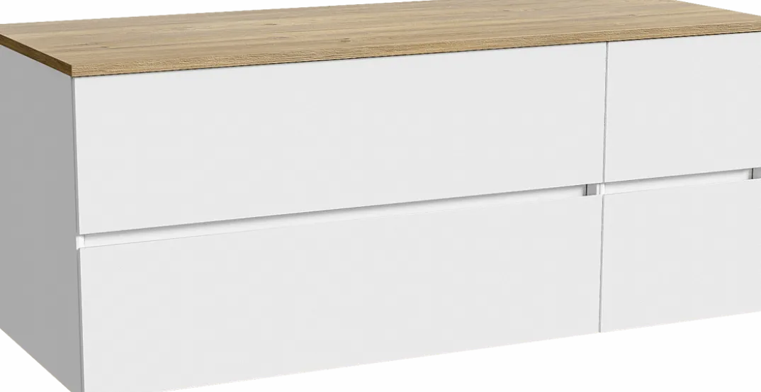 Storke Edge badkamermeubel met Panton wastafelblad voor waskom(men)