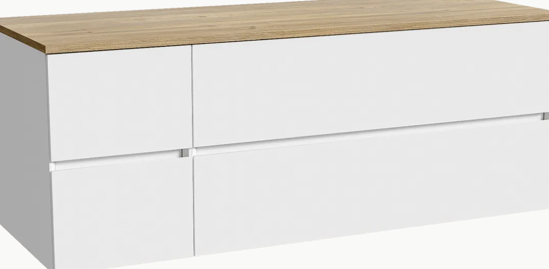 Storke Edge badkamermeubel met Panton wastafelblad voor waskom(men)