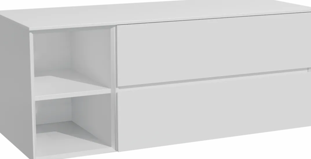 Storke Edge badkamermeubel met Tavola wastafelblad voor waskom(men)