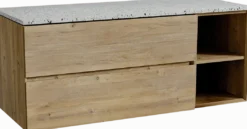 Storke Edge badkamermeubel met Tavola wastafelblad voor waskom(men)