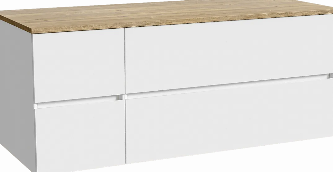 Storke Edge badkamermeubel met Panton wastafelblad voor waskom(men)