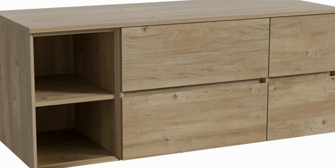 Storke Edge badkamermeubel met Panton wastafelblad voor waskom(men)