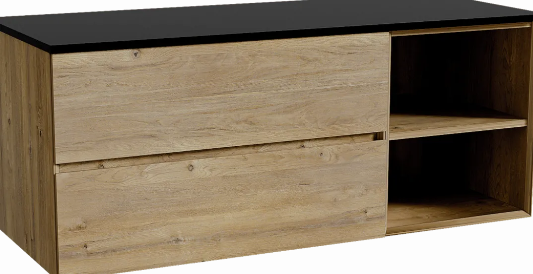 Storke Edge badkamermeubel met Panton wastafelblad voor waskom(men)