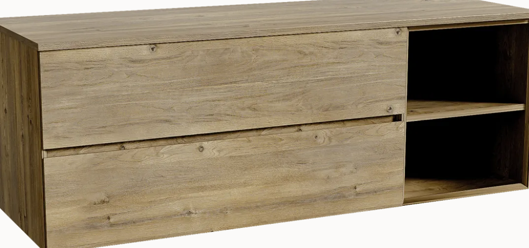 Storke Edge badkamermeubel met Panton wastafelblad voor waskom(men)