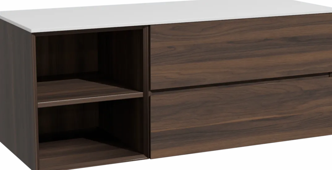 Storke Edge badkamermeubel met Tavola wastafelblad voor waskom(men)