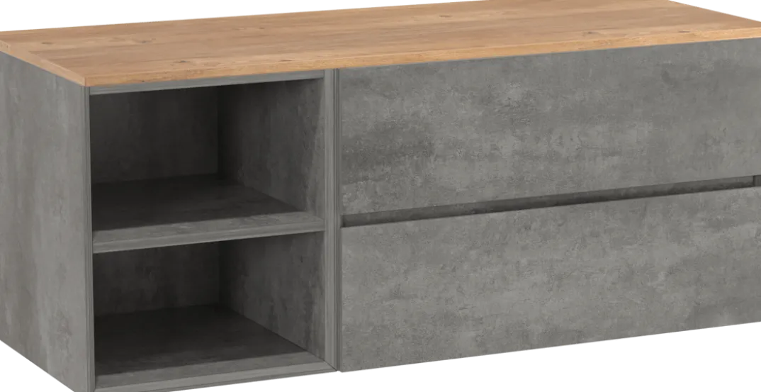 Storke Edge badkamermeubel met Panton wastafelblad voor waskom(men)