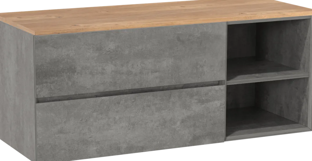 Storke Edge badkamermeubel met Panton wastafelblad voor waskom(men)