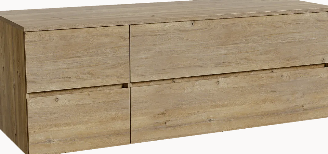 Storke Edge badkamermeubel met Panton wastafelblad voor waskom(men)