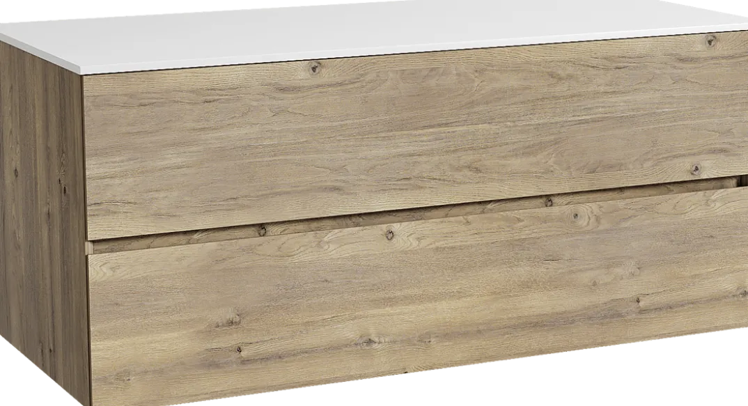 Storke Edge badkamermeubel met Tavola wastafelblad voor waskom(men)