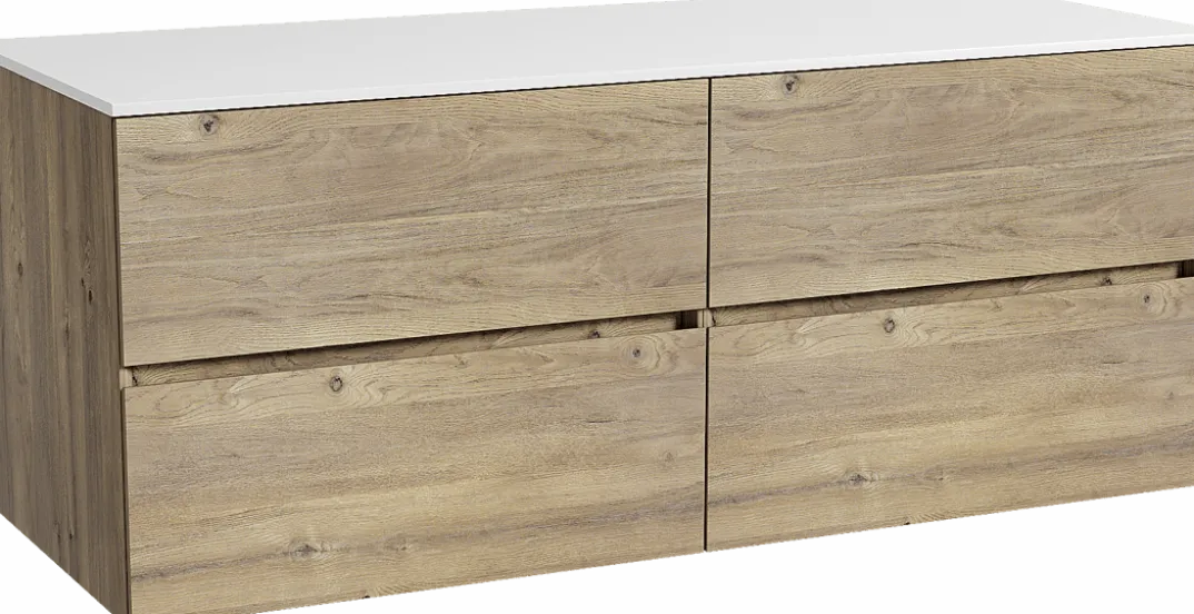 Storke Edge badkamermeubel met Tavola wastafelblad voor waskom(men)