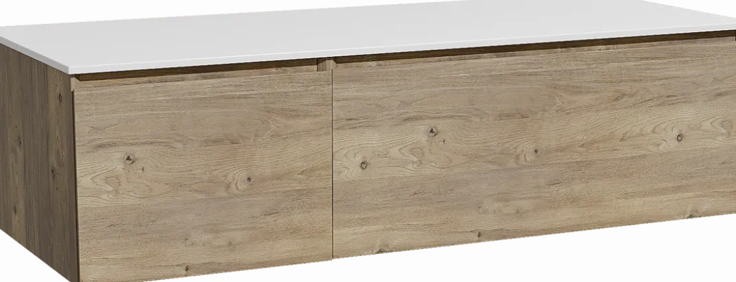 Storke Edge badkamermeubel met Tavola wastafelblad voor waskom(men)