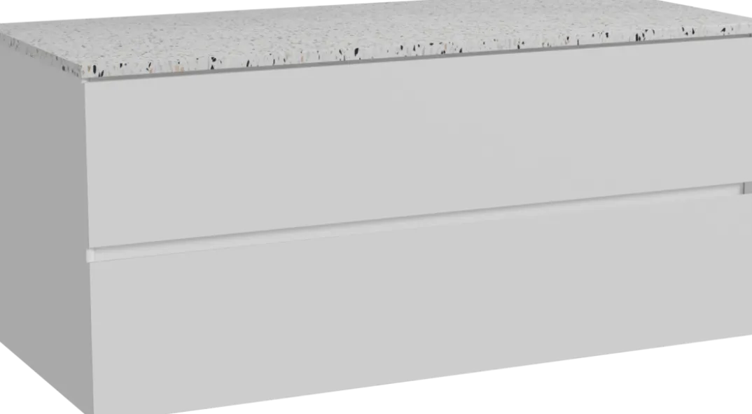 Storke Edge badkamermeubel met Tavola wastafelblad voor waskom(men)