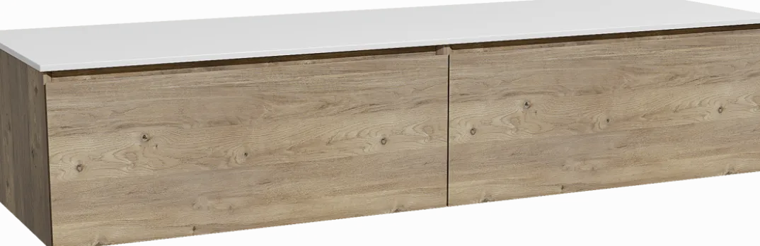 Storke Edge badkamermeubel met Tavola wastafelblad voor waskom(men)