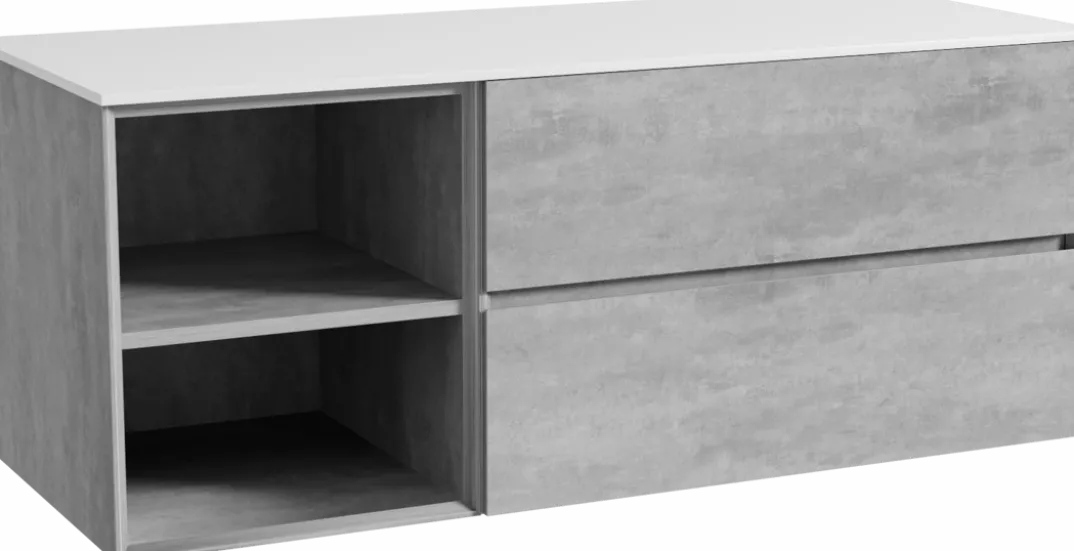 Storke Edge badkamermeubel met Tavola wastafelblad voor waskom(men)
