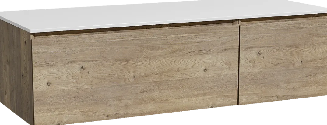 Storke Edge badkamermeubel met Tavola wastafelblad voor waskom(men)