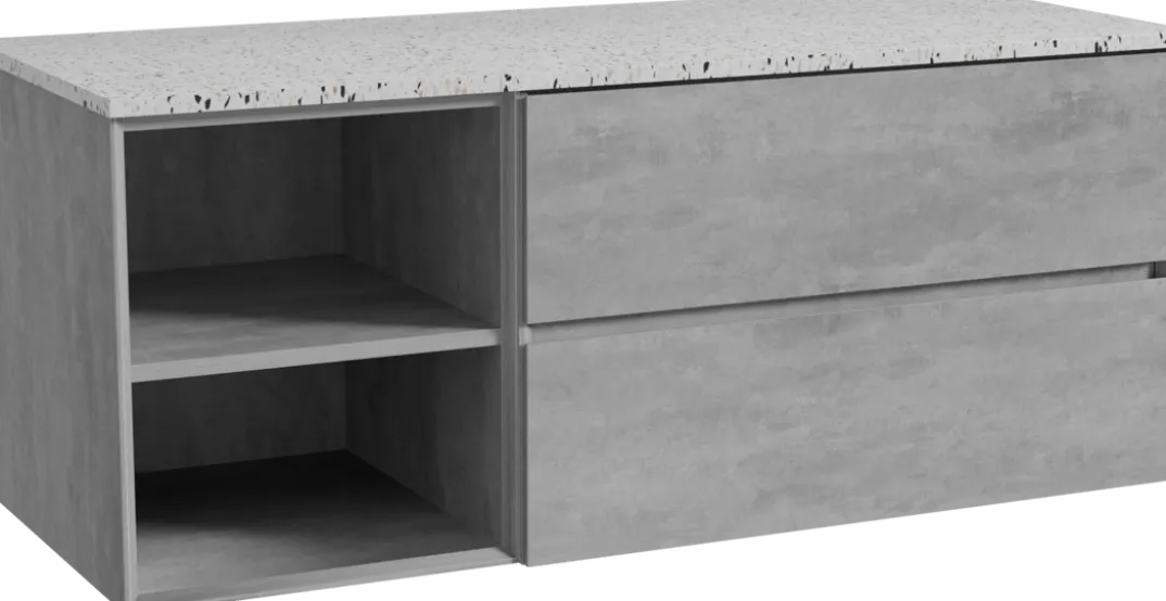 Storke Edge badkamermeubel met Tavola wastafelblad voor waskom(men)