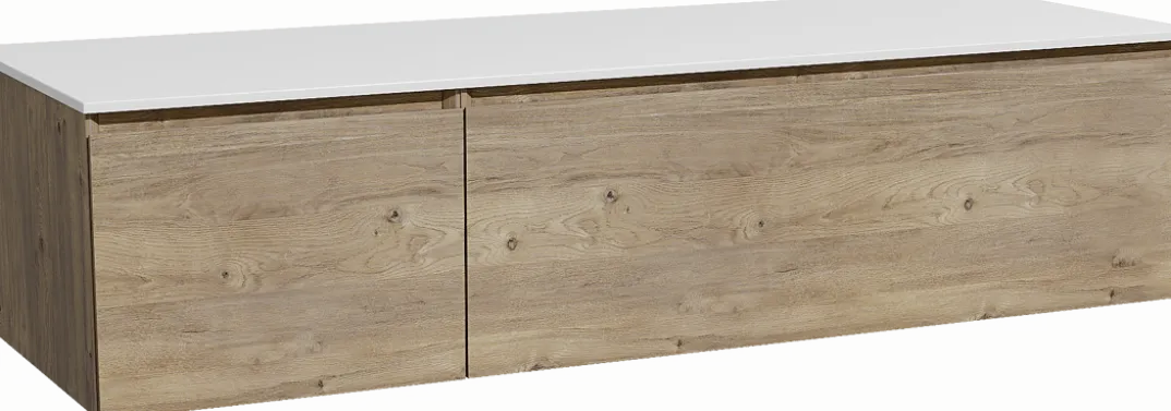 Storke Edge badkamermeubel met Tavola wastafelblad voor waskom(men)